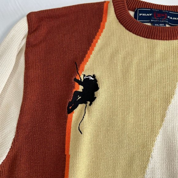 Phat Farm XXL Sweater Mountain Climber Beige Yellow Orange Baggy Pullover HipHop - Picture 3 of 16